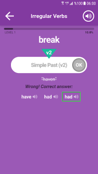 Scaricare Verbi irregolari Educazione per Android Screenshot 3