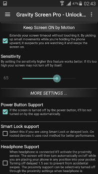 Gravity Screen - On / Off