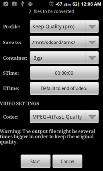 Scaricare Video Converter Android Lettori ed editor video per Android Screenshot 4