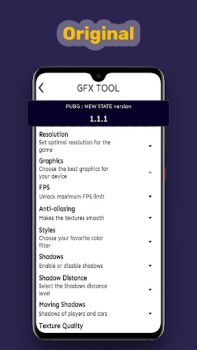 Scaricare GFX tool for pubg new state Strumenti per Android Screenshot 2